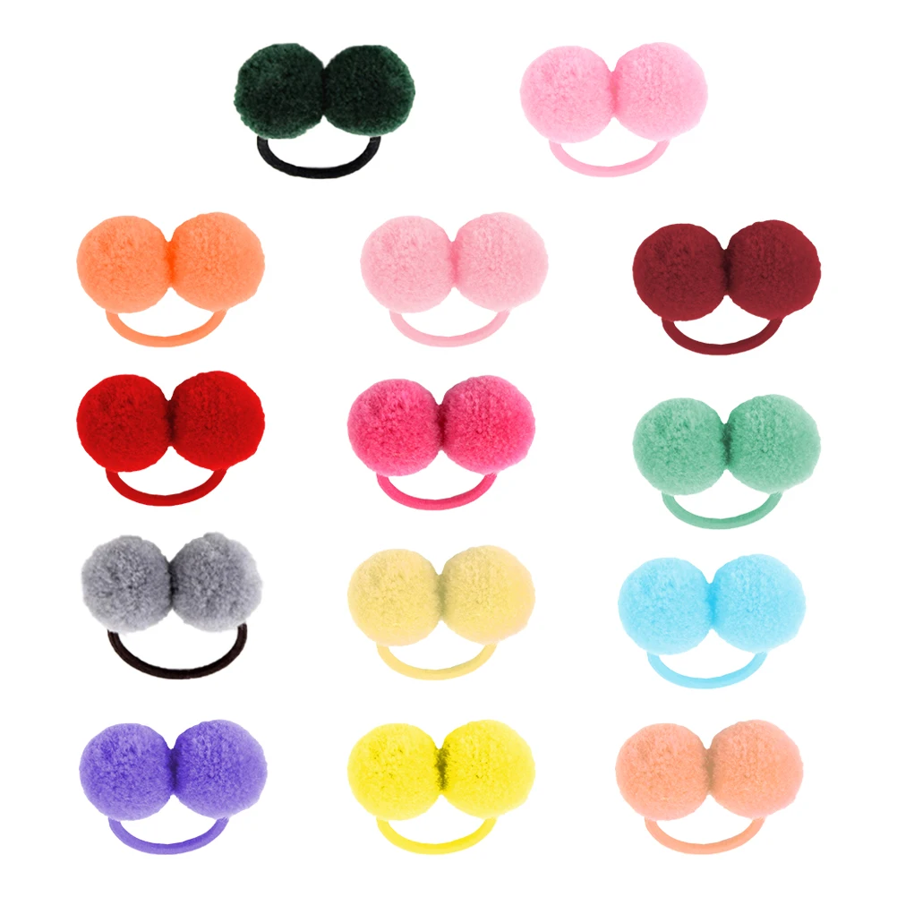 

14pcs Kids Rope Ball Hair Rings For Girls Elastic Ponytail Holders Hair Accessories Party Wedding Birthday Use