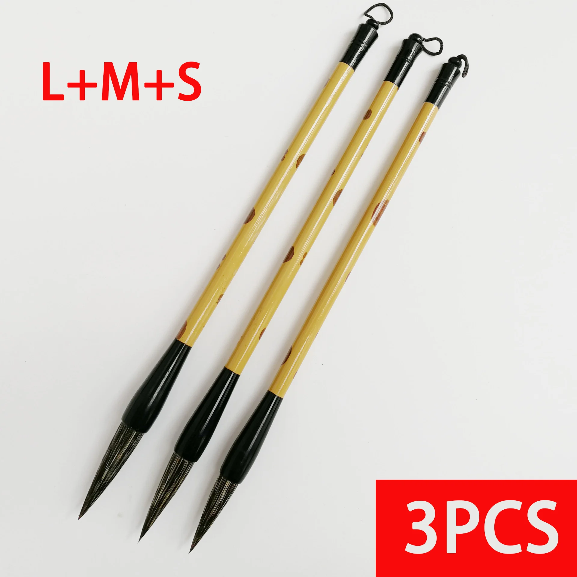 3 Pcs Hard Hair Calligraphic Brushes L/M/S Chinese Writing Brush Set Stone Badger Hair Cursive Script Specialized Brush Pen