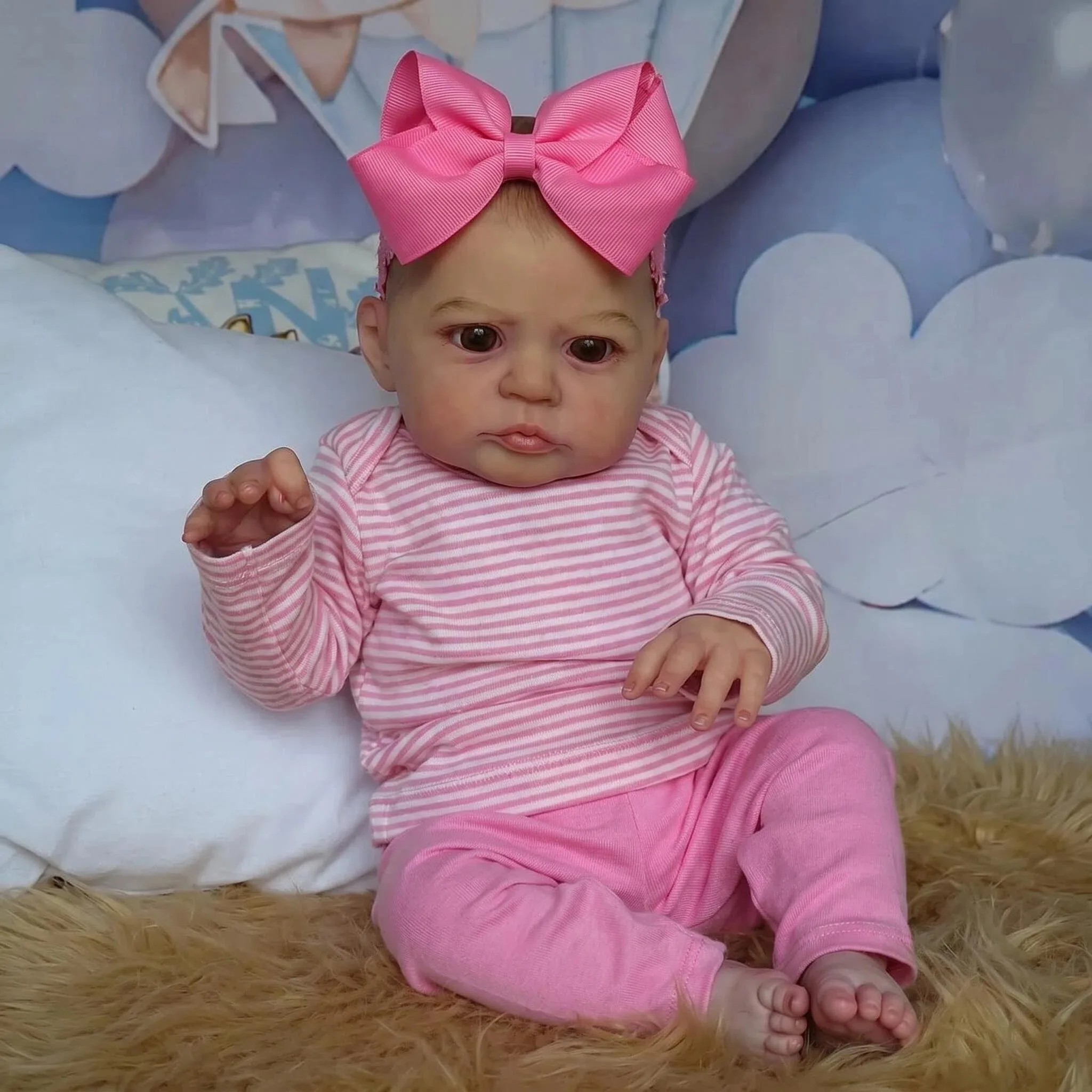 NPK 18inch Newborn Baby Doll Heron Reborn Realistic 3D Skin Hand Drawn Hair Collectible Size Perfect for Gifts And Collectors