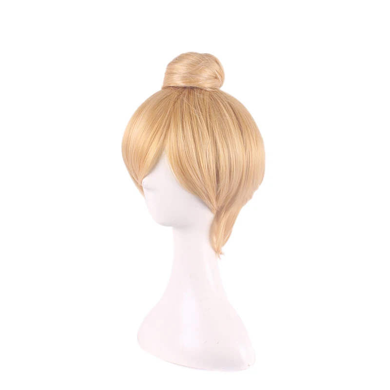 Peluca de Anime para mujer, cabello sintético de Hada de Cosplay, rubio corto, campanilla de princesa, tamaño adulto