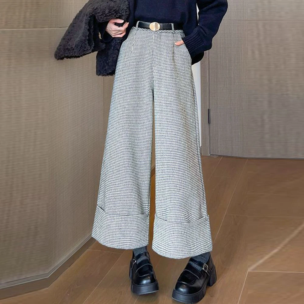 Retro wide-leg pants women's autumn and winter 2025 new high-waisted and thin loose casual straight nine-point pants