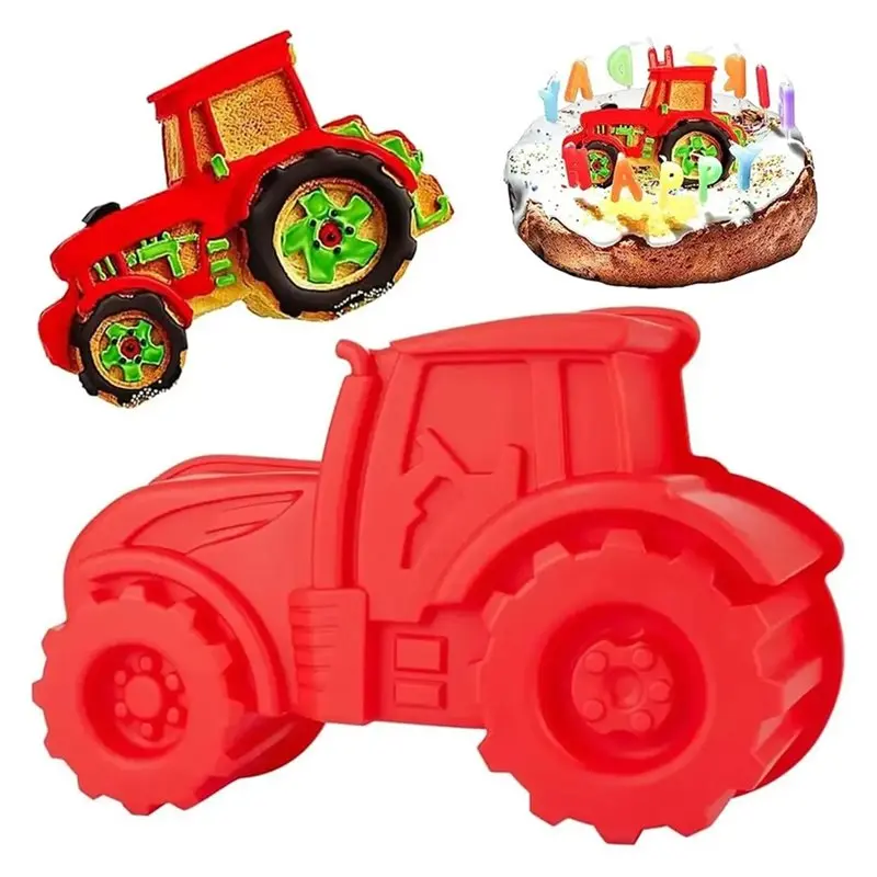A25F-DIY Car Cake Pan 3D Tractor Silicone Baking Mould For Dessert Pudding Molds Party Cakes Bread Chocolate Decorations