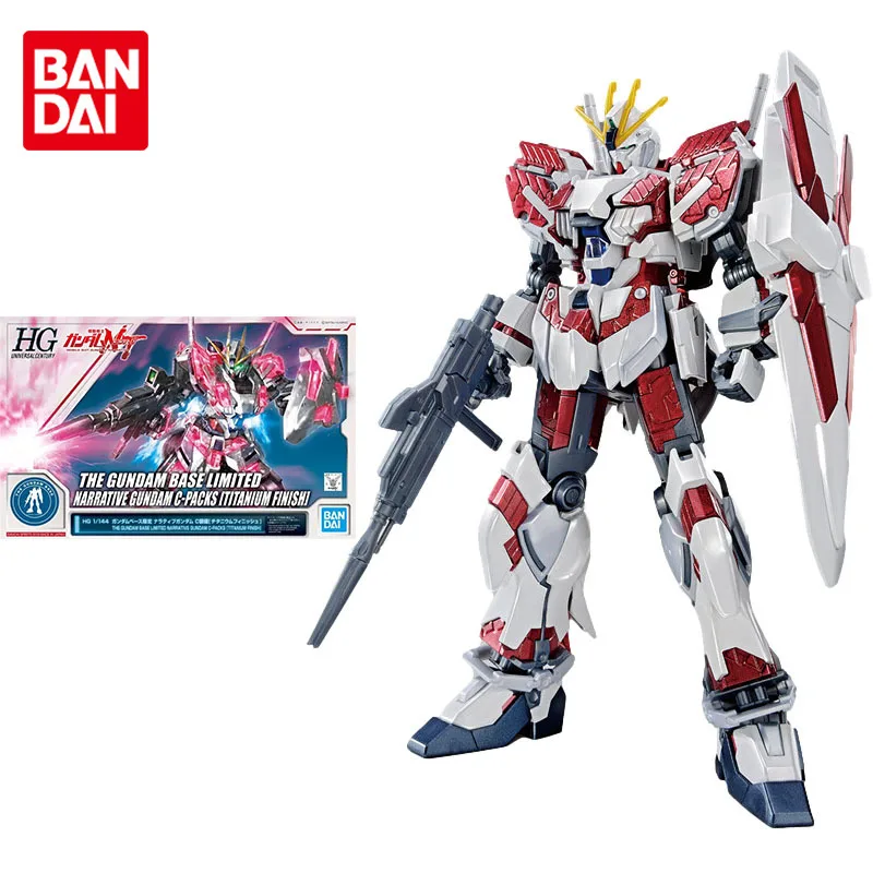 Bandai Gundam Model Kit Anime Figure Model HGUC 1/144 Narrative C-Packs Titanium Finish Gunpla Action Figure Toys for Children