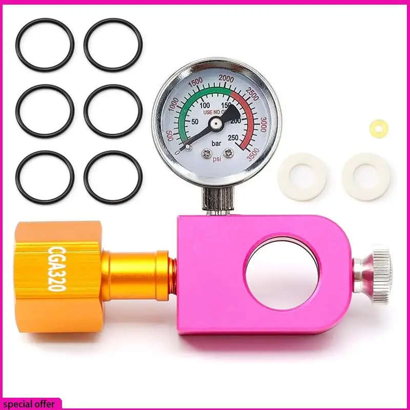 

A65Z CO2 Refill Adapter For Soda, Filling Adapter With Pressure Gauge And Release Valve, DUO Terra Art Soda CGA320 Co2 Tank