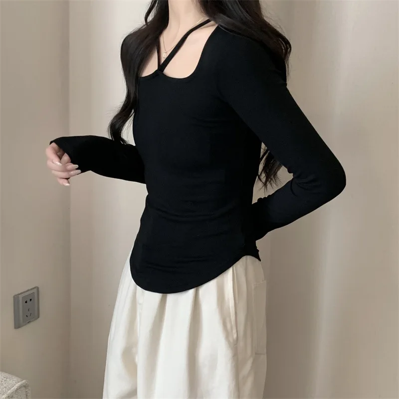 New Winter Sexy Black T-shirt Women Kpop Japanese Y2K Vintage Tee Shirt Woman Autumn Skinny Korean Fashion White Clothes Tops - Image 3