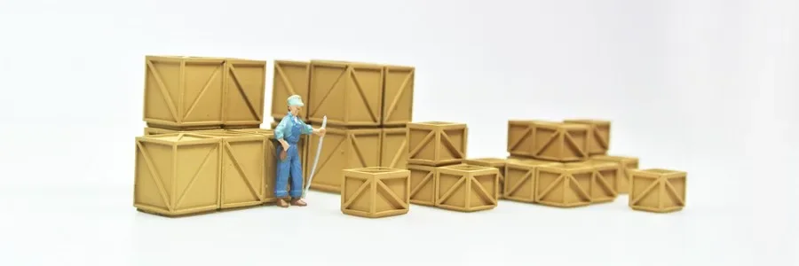 1/64 1/87 HO Simulation Cargo Box Wooden Frame Box Cargo Train Model Scene Station Rail Side Ornaments