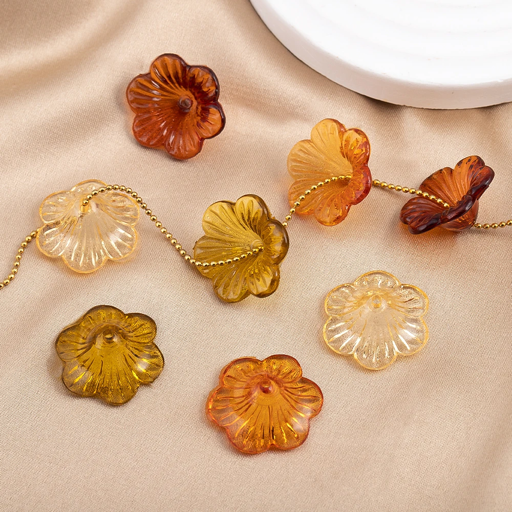 

10pcs 20mm Acrylic Flower Beads Morning Glory Loose Spacer Beads For Earring Necklace DIY Jewelry Accessories Wholesale Crafts