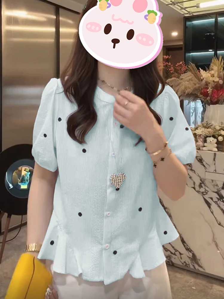 

Faionable Slimming Loose ort Sve irt Women's Summer New Sle Trendy Top Korean Sle Bubble Sve round Ne irt