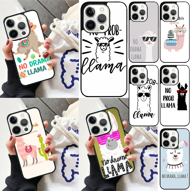 No Drama Prob Llama Lama phone Case Cover For iPhone 16 15 14 Plus X XR XS for apple 16 11 12 13 mini Pro Max coque