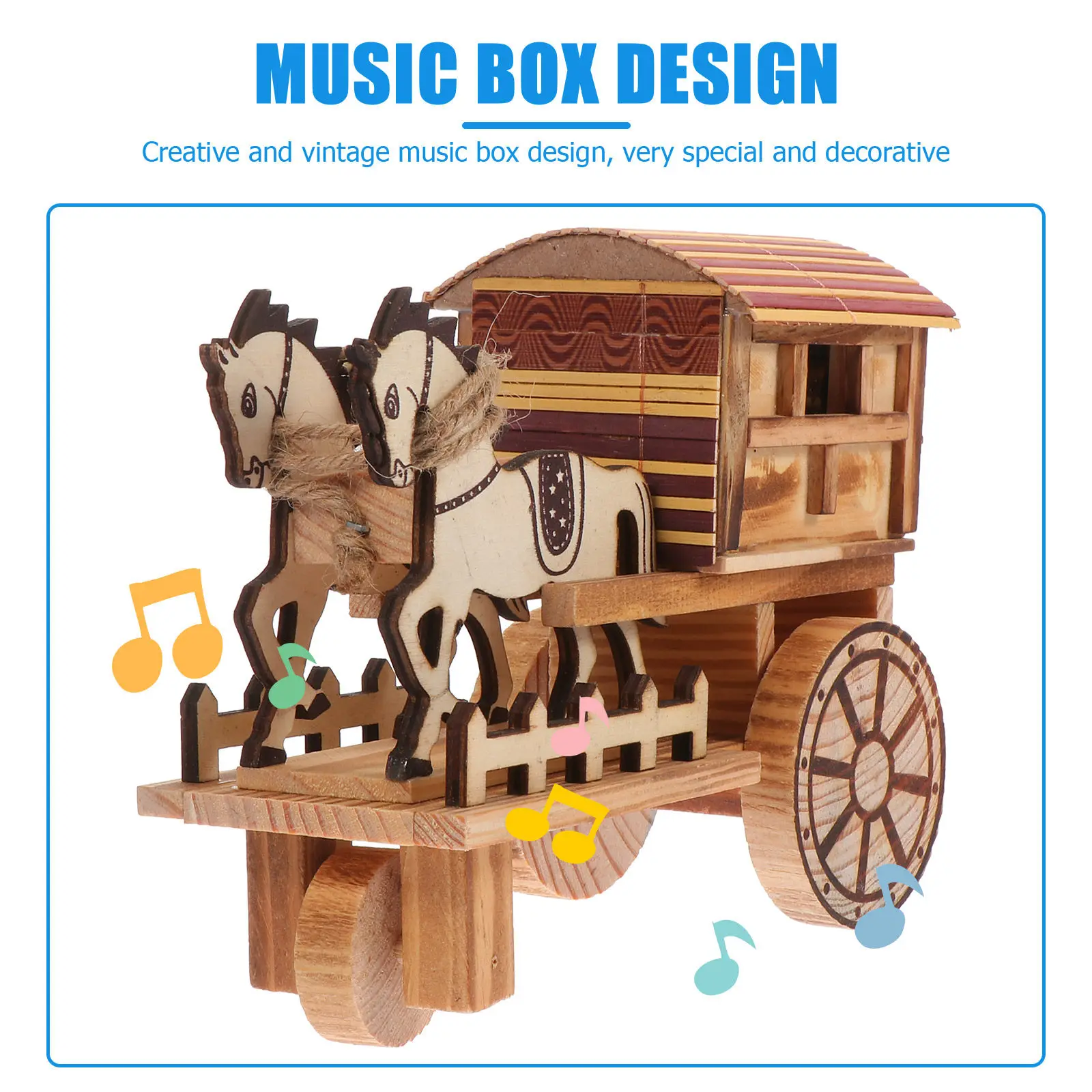 

1Pcs Wooden Music Carriage Elegant Vintage Inspired Carriage Adornment with Soothing Melody Ideal for Family Bonding Long Term
