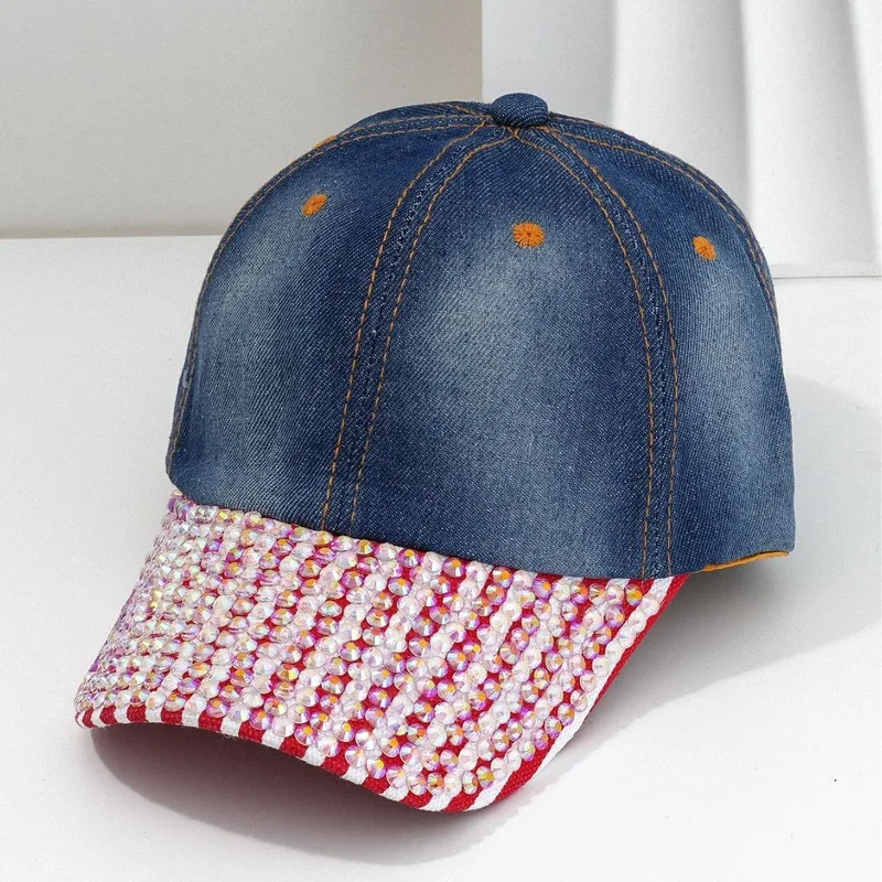 Popular unisex plaid cowboy hat, cute and unique, red and white stripes, fashionable pearl accessories
