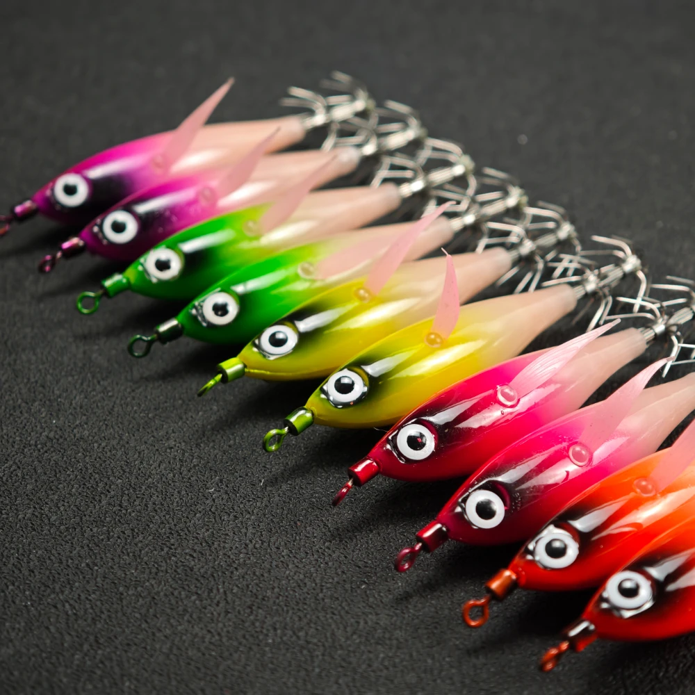 10 Stück/Set 8cm Leuchtender Horizontaler Tintenfisch-Jig Köder Tintenfisch-Jig Angelköder Salzwasser-Garnelen-Tintenfisch-Angelzubehör Garnelen-Köder – Detail 3