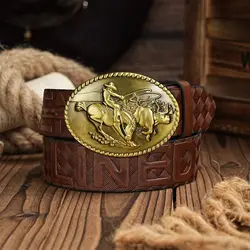 A men's and women's casual retro belt Western style! PU leather belt with metal buckle, suitable for daily work wear
