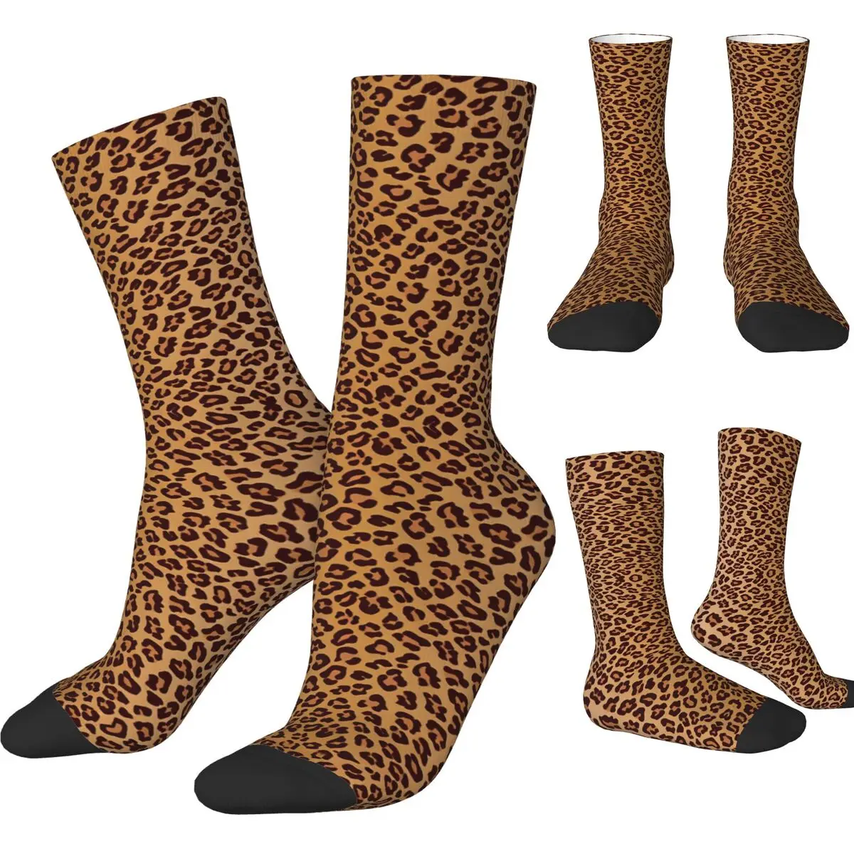 Men Socks Leopard Print Stockings Autumn Fashion Comfortable Socks Printed Outdoor Sports Anti Slip Socks