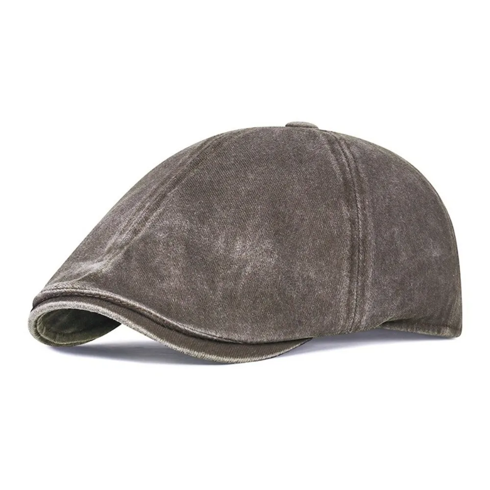Side Letter Sticker Newsboy Cap Cotton Solid Color Duckbill Hats Breathable Short Brim British Painters Hat for Men Women