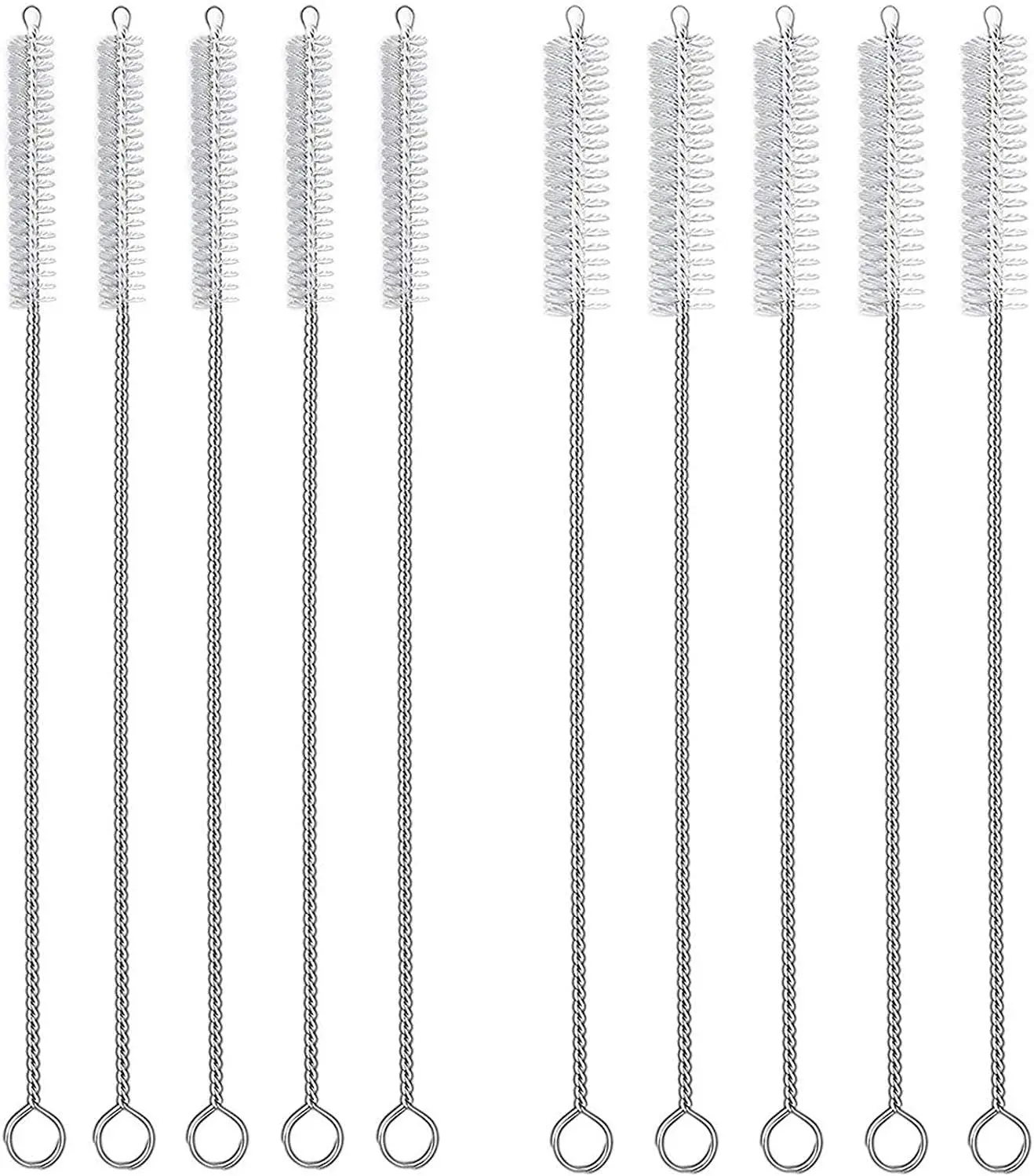 10pcs 6mm Drinking Straws Cleaning Brushes Stainless Steel Soft Hair Glass Tube Cleaner Reusable Straw Bottle Cleaning Tools