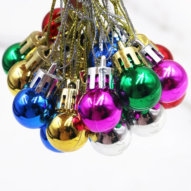 (24pcs/pack) 2cm Christmas Ball Colorful Bright Ball Christmas Tree Pendant New Year Window Display Scene Decoration Props DIY