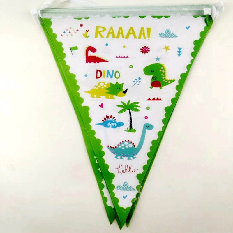 Cartoon Dinosaur Theme Hanging Banner Decorações, Happy Birthday Flags, Baby Shower Party Pennants, Meninos Favores