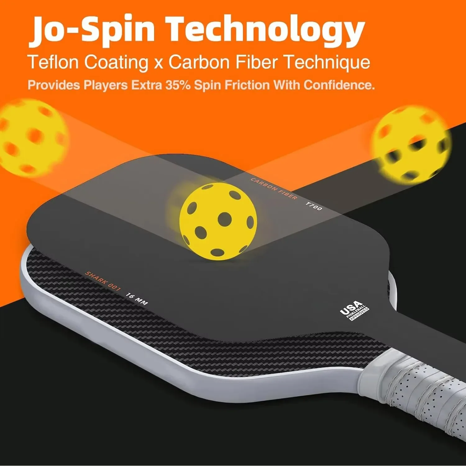 T700 Pickleball Paddle Carbon Fiber Matte Surface 16mm Enhanced Sweet Spot Control Power Grip Non Slip Compatible with Usapa New - Image 3