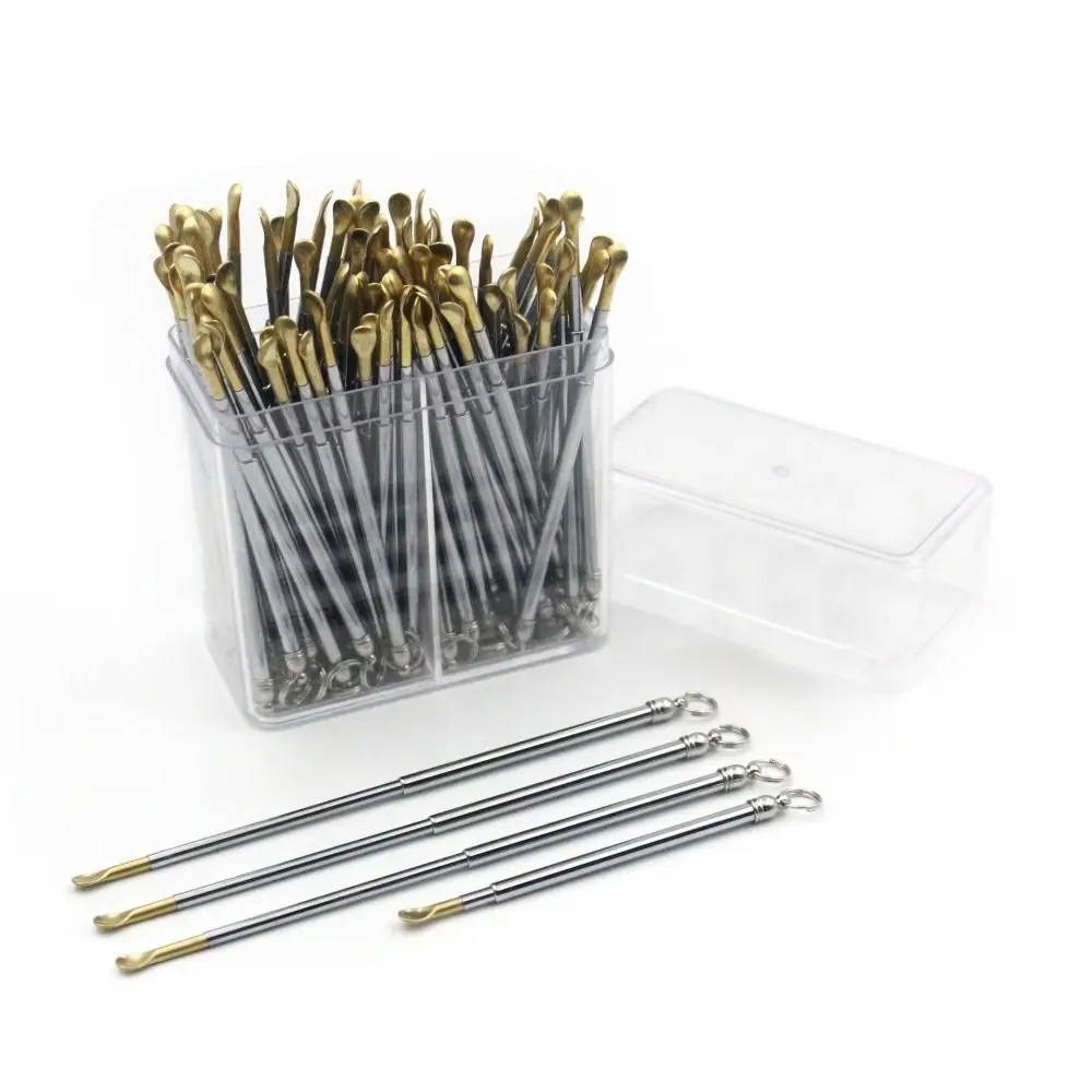 5PCS Brass Material Ear Spoon Scalable Keyring Pendant Ear Wax Remover Mini Pocket Size Reusable Scalable Ear Pick