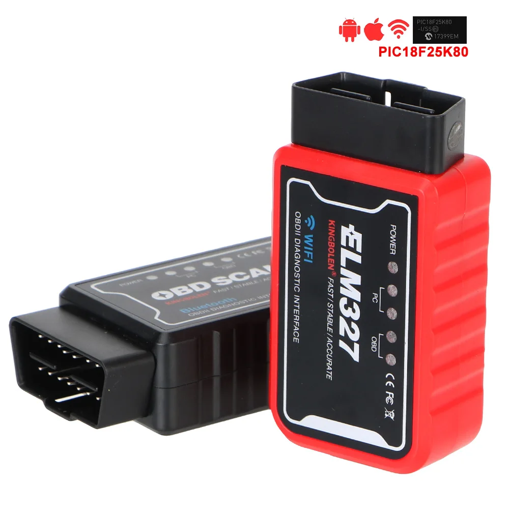 OBDII Diagnostic Tool Scanner Code Reader ELM327 WiFi/Bluetooth V1.5 PIC18F25K80 Chip