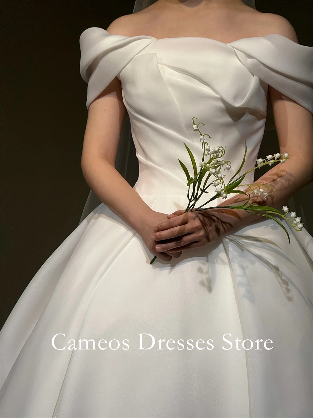 SONDR Customized Off the Shoulder Wedding Dresses Ruched Ball Gowns Organza Corset Korea Brides Gowns Women Bridal Dresses