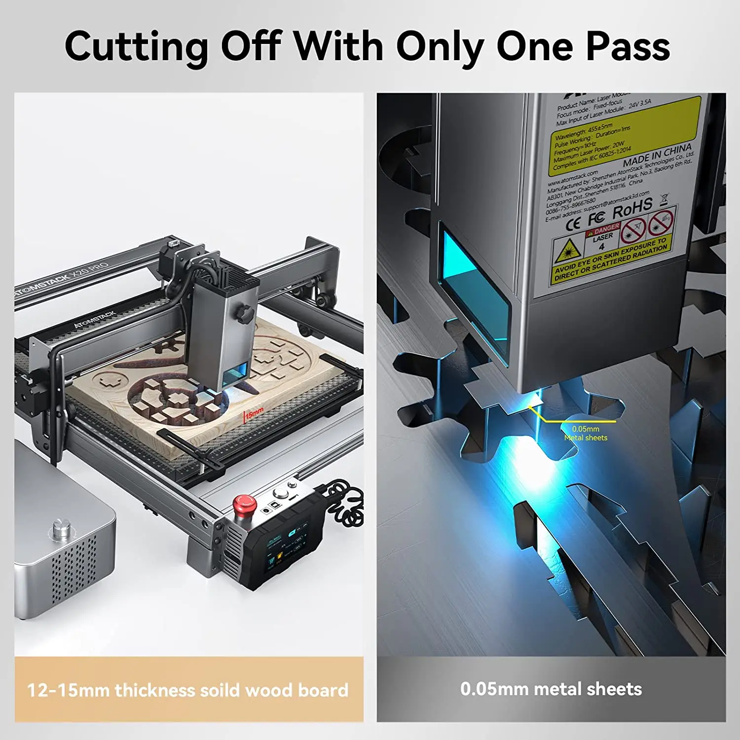 ATOMSTACK A20 S20 X20 PRO Laser Engraver 130W Engraving Cutter Machine For Wood Metal 20W Output Power DIY CNC Cutting