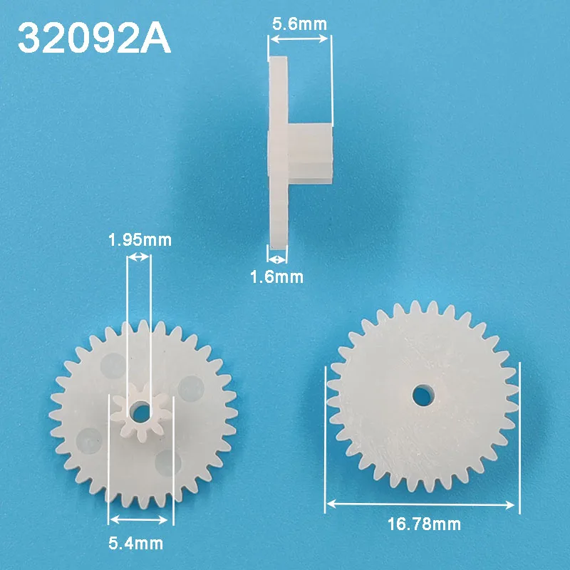 32092A 32092B 0.5M Plastic Spur Gear OD 17mm 32 Teeth + 9 Teeth 2mm Tight / Loose Fiting Children Scientific DIY Model Gears