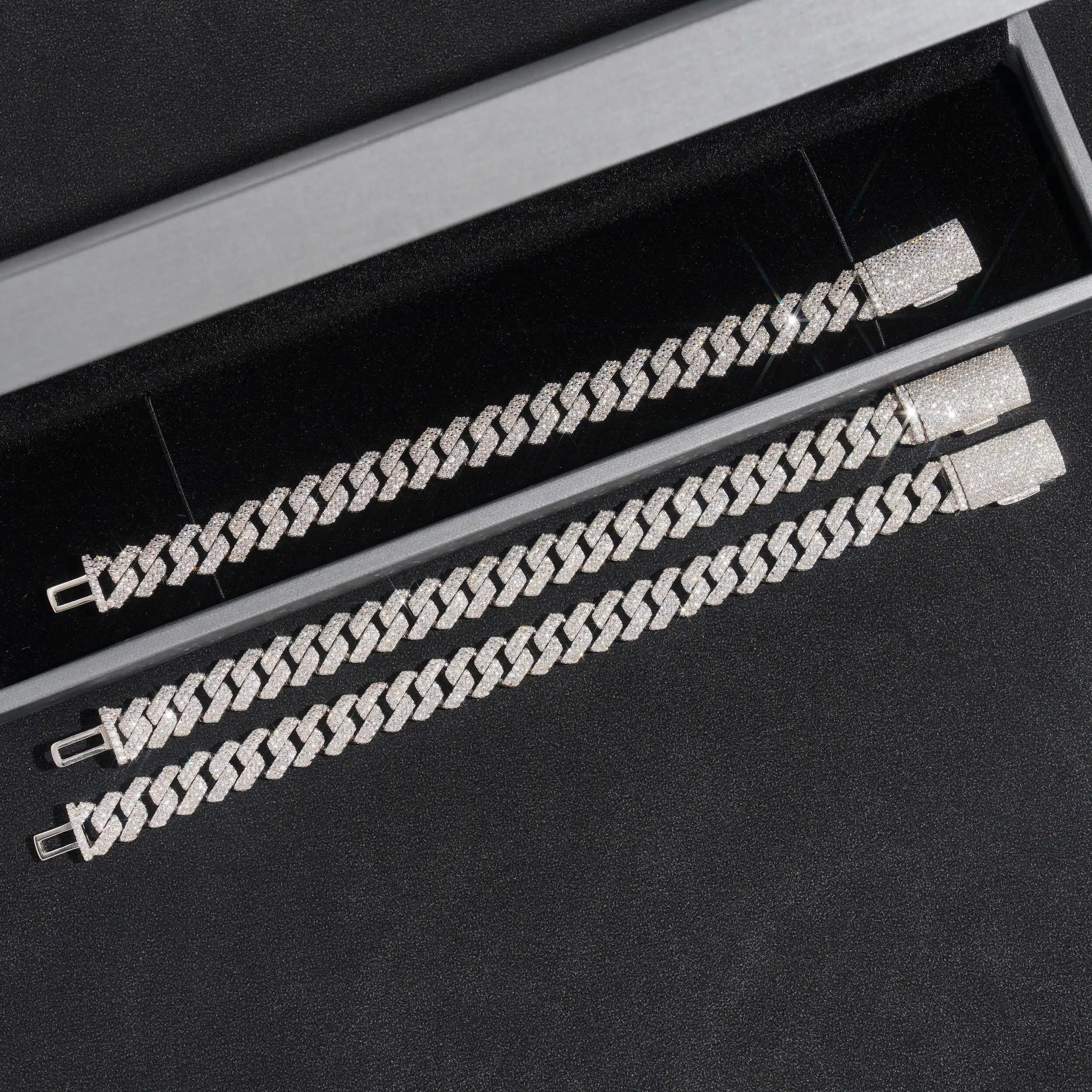 D VVS1 All Moissanite Cuban Hip Hop Bracelet Necklace For Men 10mm 925 Sterling Silver Girls Chain