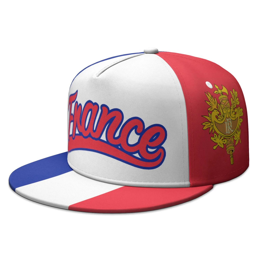 France Flat Brimmed Cap Custom Made Name Team Logo Hip-hop Hat Country Travel Fishing Marianne Nation French Flags Headgear