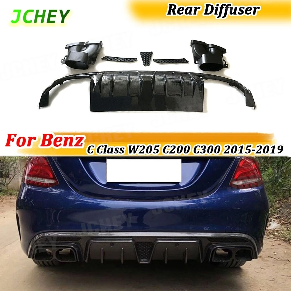 

Диффузор-спойлер на задний бампер из карбона/FRP с насадкой на выхлопную трубу для Mercedes-Benz C-класса W205 C200 C300 C63 AMG 2015-2019 гг.