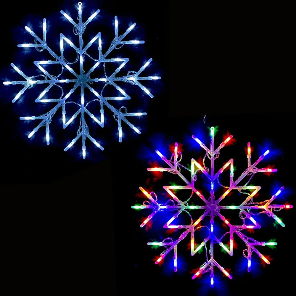 Xmas Snowflake Lights 50 LED luci colorate Silhouette Light Christmas Silhouette decorazione della finestra luce esterna