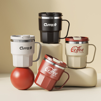 400ml 304 Stainless Steel Coffee Cup Mug With Lid Double-Wall   Insulated Water Cup With Handle & Lid Heat-resistant Drinkware