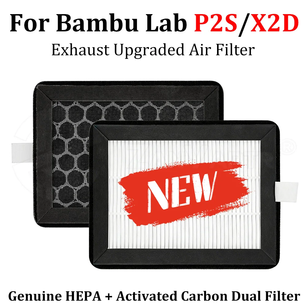 

For Bambu Lab P2S X2D 3D Printer Accessories Exhaust Fan HEPA Filter Activated Carbon Air Purification Filter