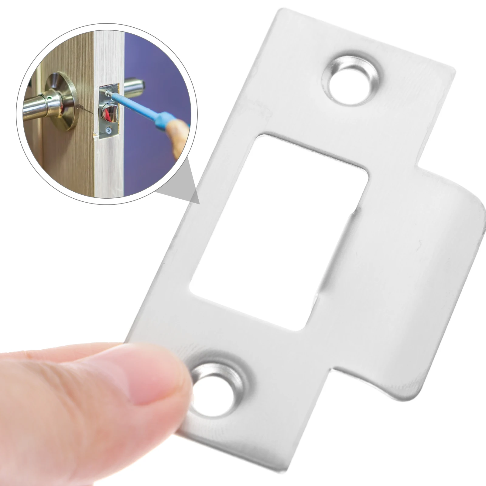 4Pcs Door Hole Filler Plate Deadbolt Strike Plate Stainless Steel Security Reinforcement Door Frame Installation Durable Cover