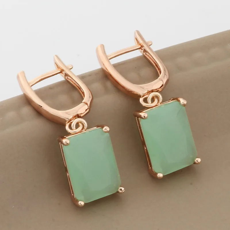 New Cute Square Dangle Earrings 585 Rose Gold Color Unusual Earrings Jewelry For Women Wedding Fine Fashion Jewelry