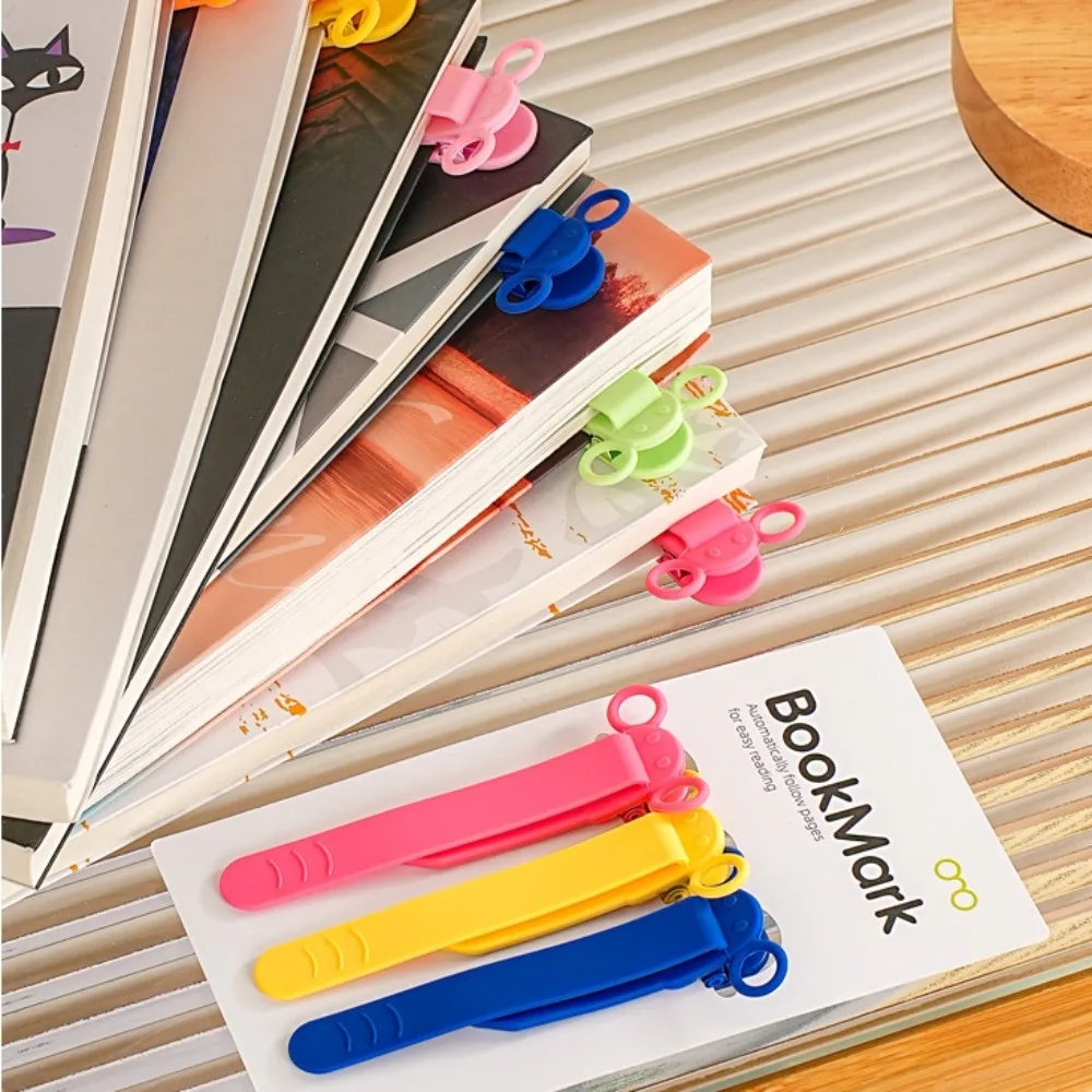 1PC/Set Creative Silicone Bookmark Clip Cute Elephant Automatically Follows Page Flipping with Pen Holder Book Marks for School