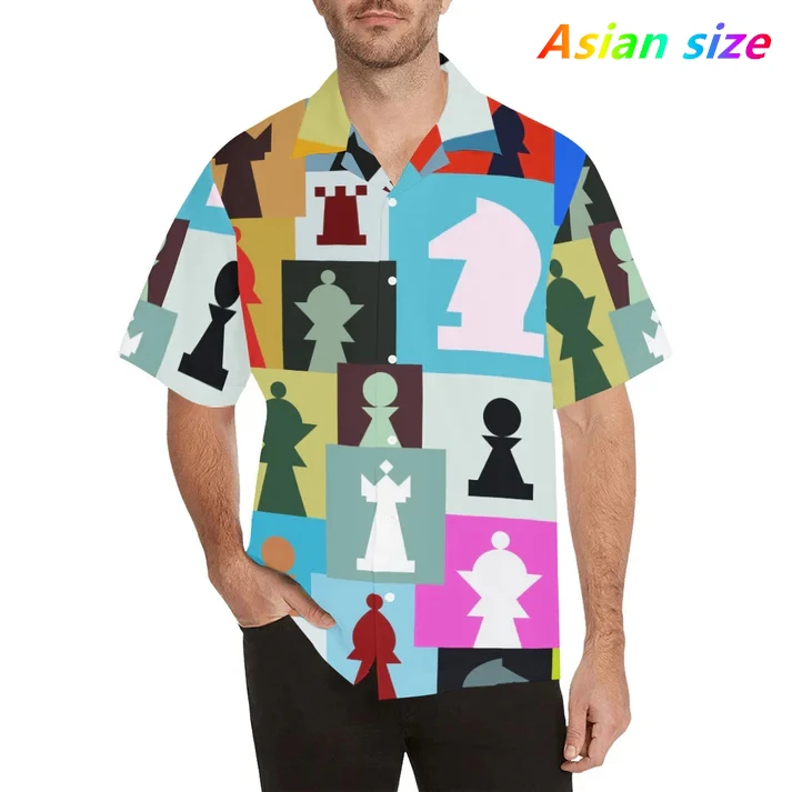 

Men's Funny Graphic Hawaii Shirts Vacation Loose Causal Hawaiian Chess 3D Pirnted Summer Breath Men Clothing Beach Shirt Camisa