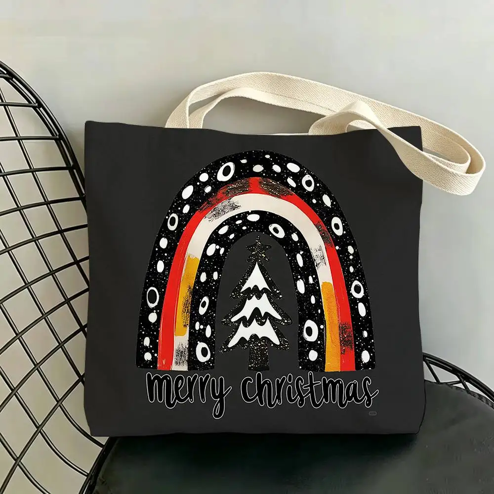 Christmas Tree Snowflake Storage Bags Double-Sided Print Large Tote Bag Durable Beach Picnic Foldable Gift Eco