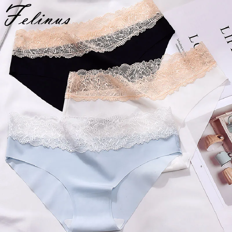 Felinus Hot Ice Silk Ohne Spur Low-taille Dreieck Höschen Frauen Sexy Spitze Rand Unterwäsche Dessous Versuchung Dessous