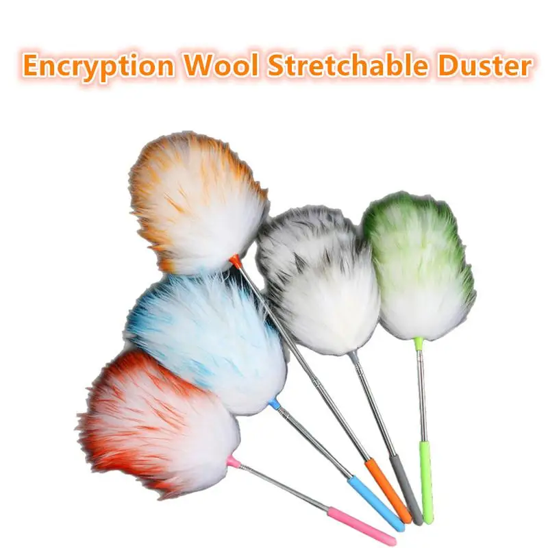 Scalable Wool Dust Collector Wood Handle Soft Wool Brush Anti Static Lightweight Washable For Home Car Cleaning Houseware Tools