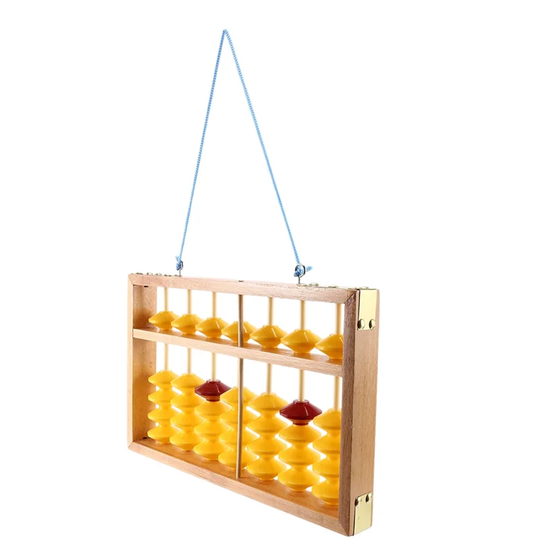 

3X 7 Column Non-Slip Hanging Wooden Abacus Chinese Soroban Educational Tool Mathmetic Calculator For Student Teacher