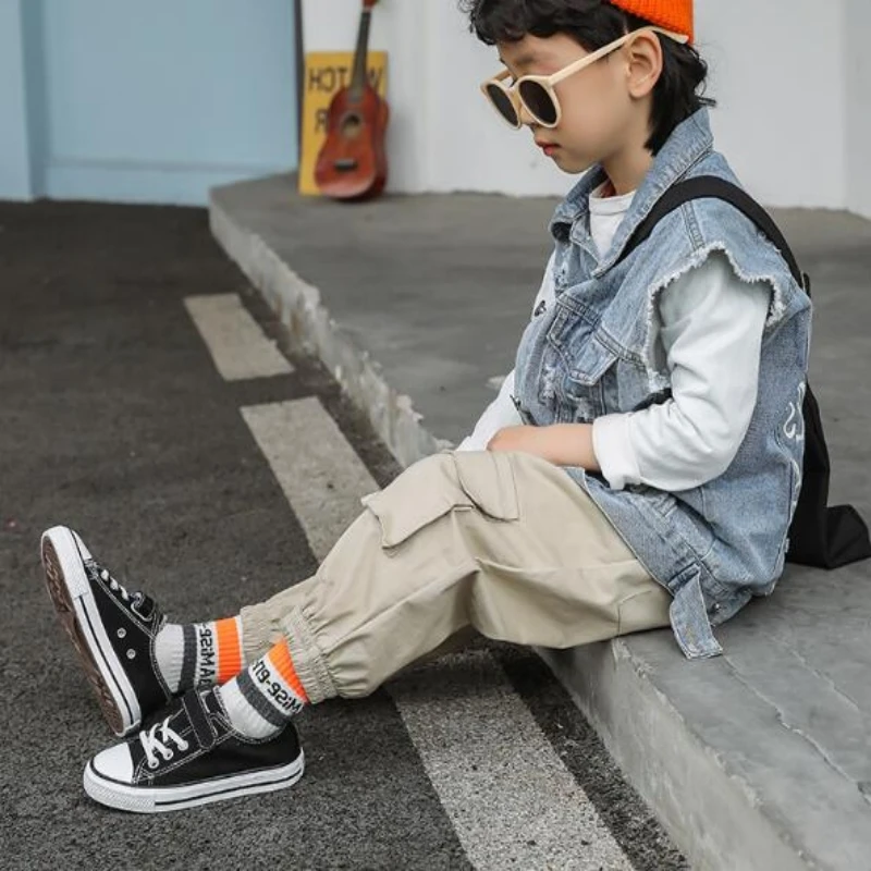 Children's canvas shoes 2024 autumn new low top board shoes for boys girls student shoes babies for babies Casual shoes 19-36