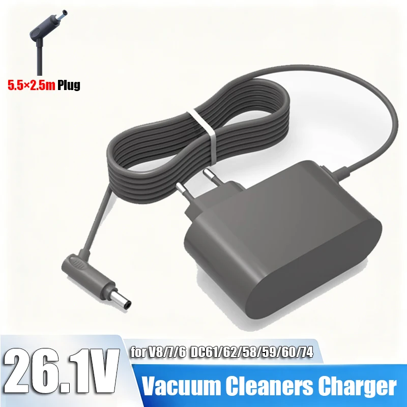 Image of 26,1-V-Staubsauger-Ladegerät, AC 100–240 V, kompatibel mit Dyson V8, V7, V6, DC59, DC58, DC61, DC62, kabellosem Staubsauger, 26,1-V-Akku