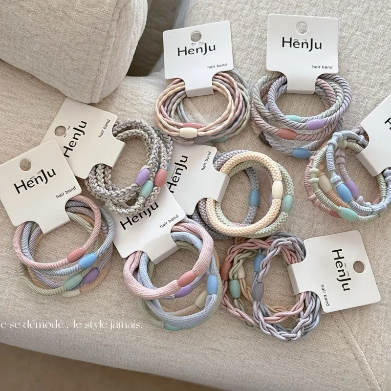 Sweet color elastic hair bands cute durable fat intestines cartoon oversized hair rope girls headgear accessories