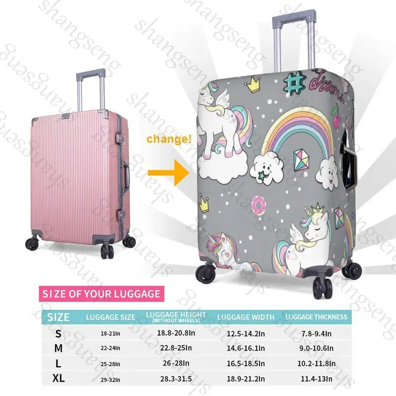 حافظة واقية لحقيبة السفر بطباعة وحيد القرن الكرتونية، غطاء حقيبة السفر، حماية مرنة، غطاء أمتعة قابل للغسل، 18-32 بوصة #4