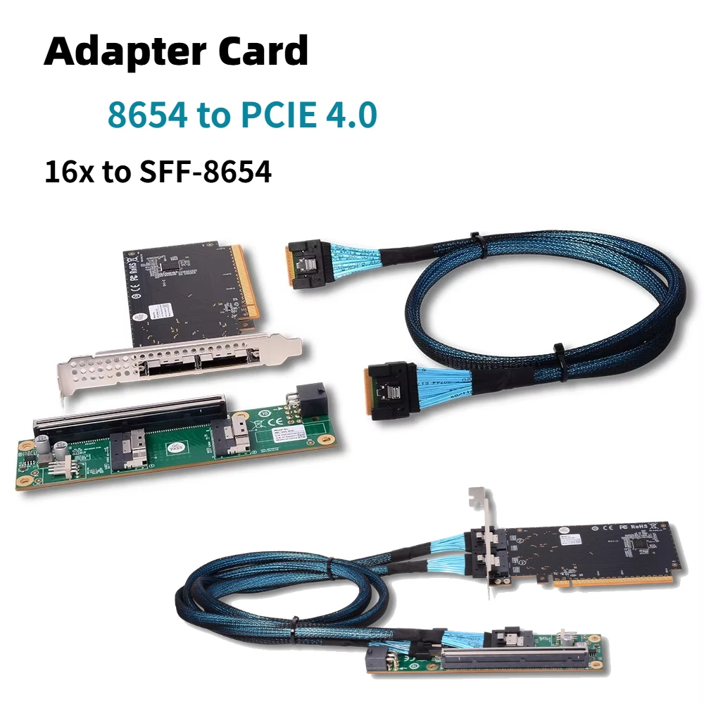 PCIe 4.0 5.0 16x To SlimSAS- 8654 Server Motherboard Baseplate For Discrete Graphics Cards Network Cards X16 X8 Dual MCIO 8i Kit