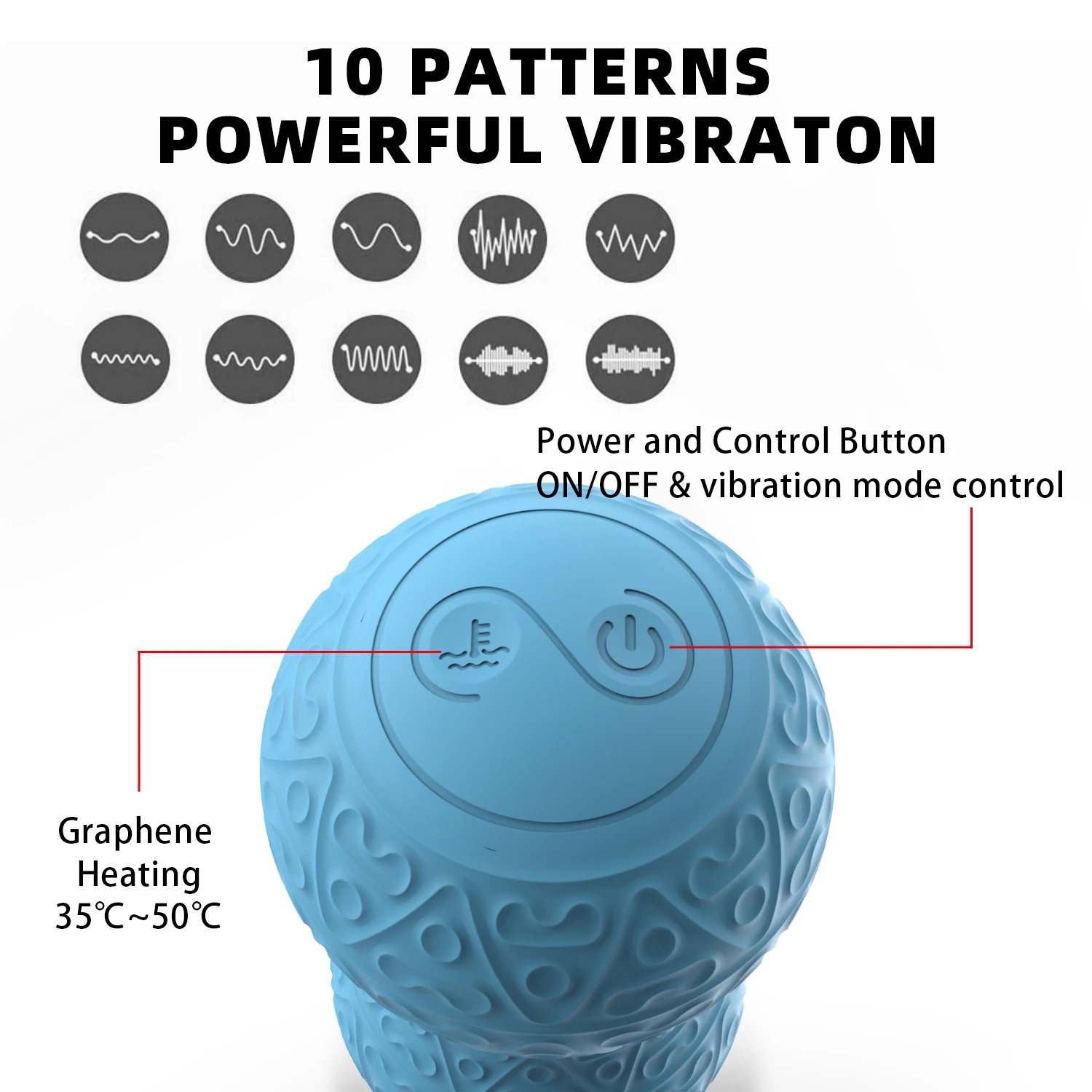 USB Rechargeable Waterproof Vibrating Muscle Massage Ball with Heating Function for Relax Whole Bady After Exercise
