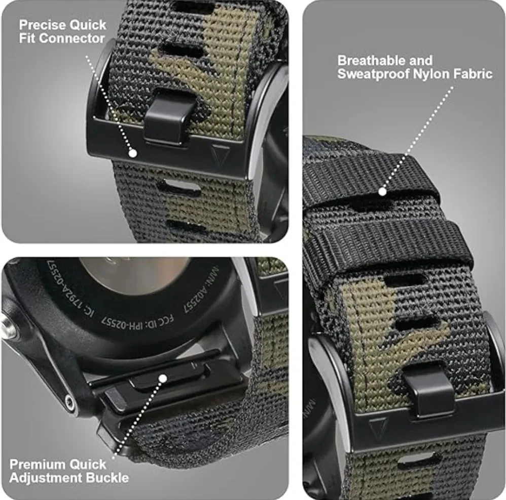 Voor Garmin 22 26Mm Camo Easy Fit Nylon Band Voor Fenix5 5Xplus 6 6xpro7 7 7Xpro Quick Release Horloge Band Tactix7 Pro Armband Riem