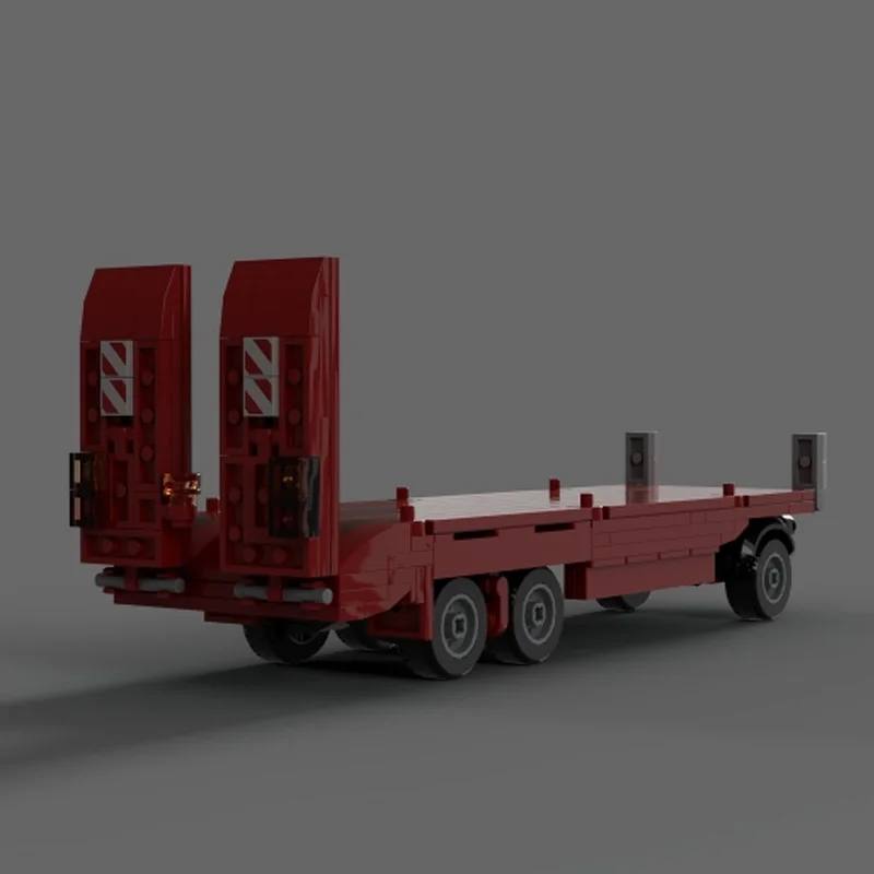 Modelo de Coche Urbano MOC, Bloques de Construcción, Remolque Clásico de Plataforma Baja, Tecnología Modular, Regalos Navideños para Niños, Juego de Juguetes para Armar